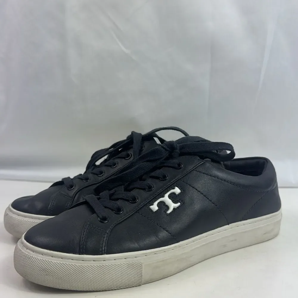 Tory Burch Amalia T-Logo Navy Blue Leather Low Top Women’s Sneakers